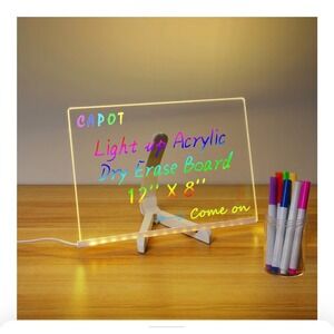 CAPOT Acrylic Light Up Dry Erase Whiteboard Message Board 12 x 8 Inches